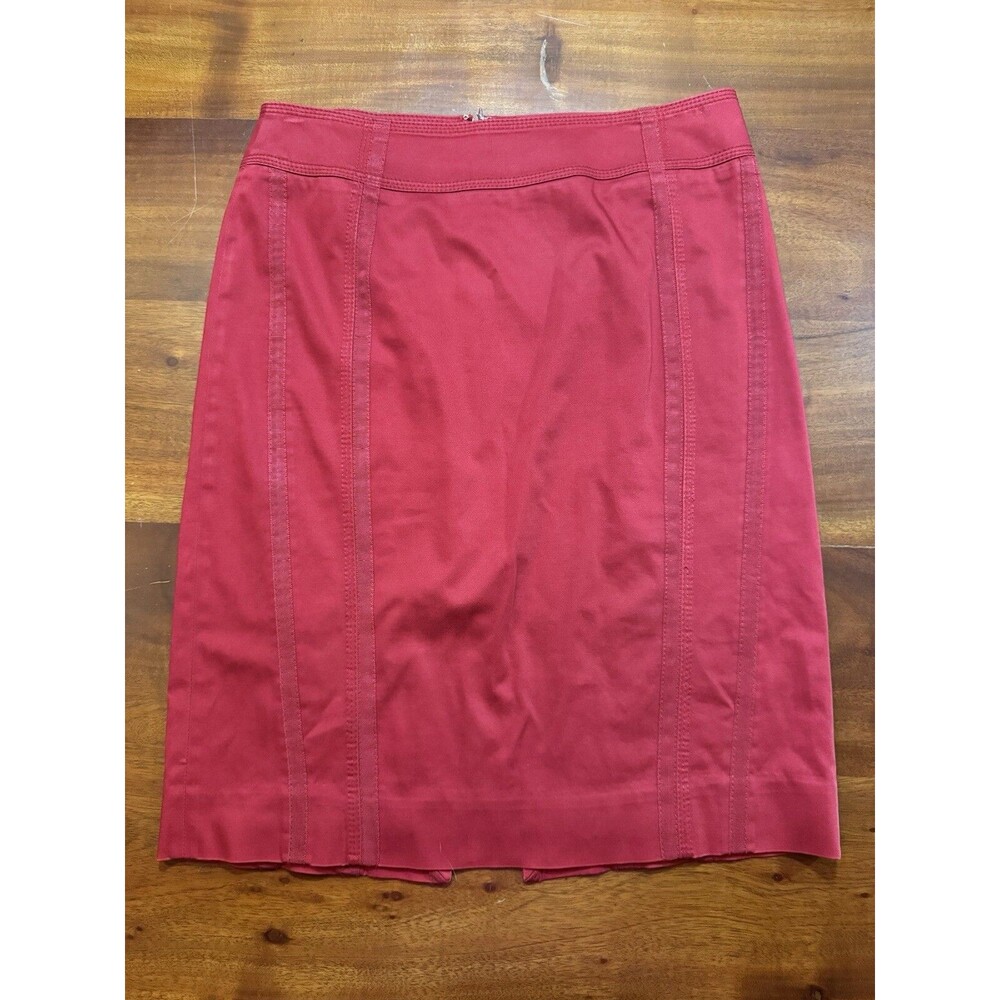 WHBM White House Black Market Red Pencil Skirt Size 8 Seam Detail Career Work